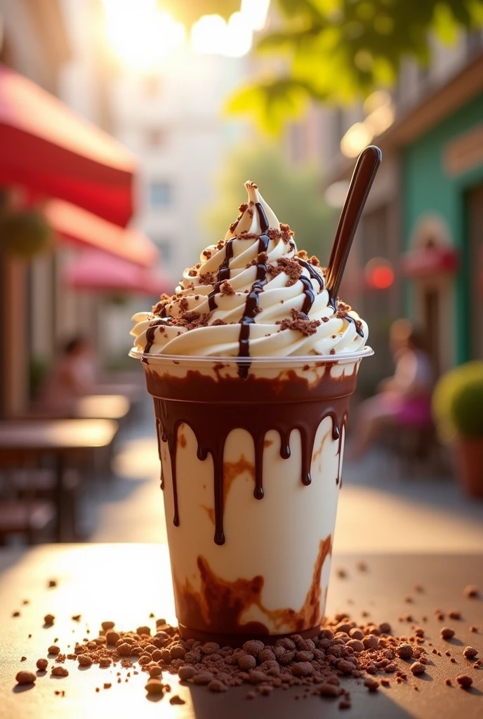 I would like to create a drawing of an Ovomaltine McFlurry in a way that imitates reality