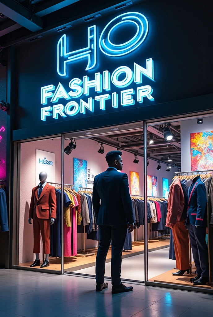 Fashion Frontier - Opening up new horizons in fashion、Innovative style store HS logo letter design modern original signboard