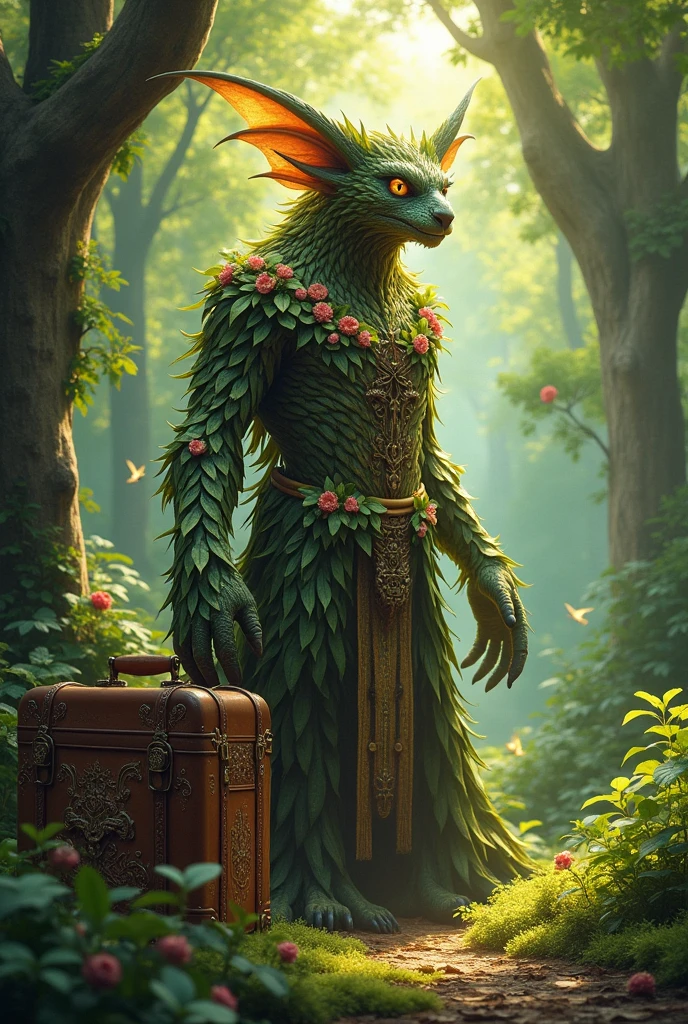 monster of nature, with tunic, suitcase
and beautiful