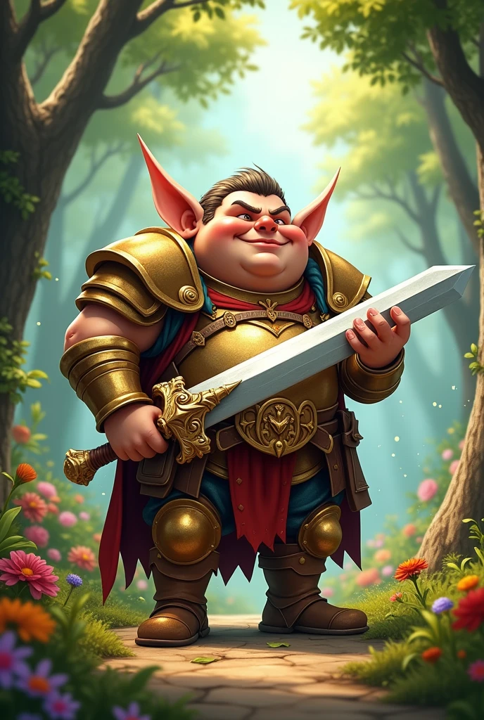 A fat and dumb paladin looking like an elfic fool
