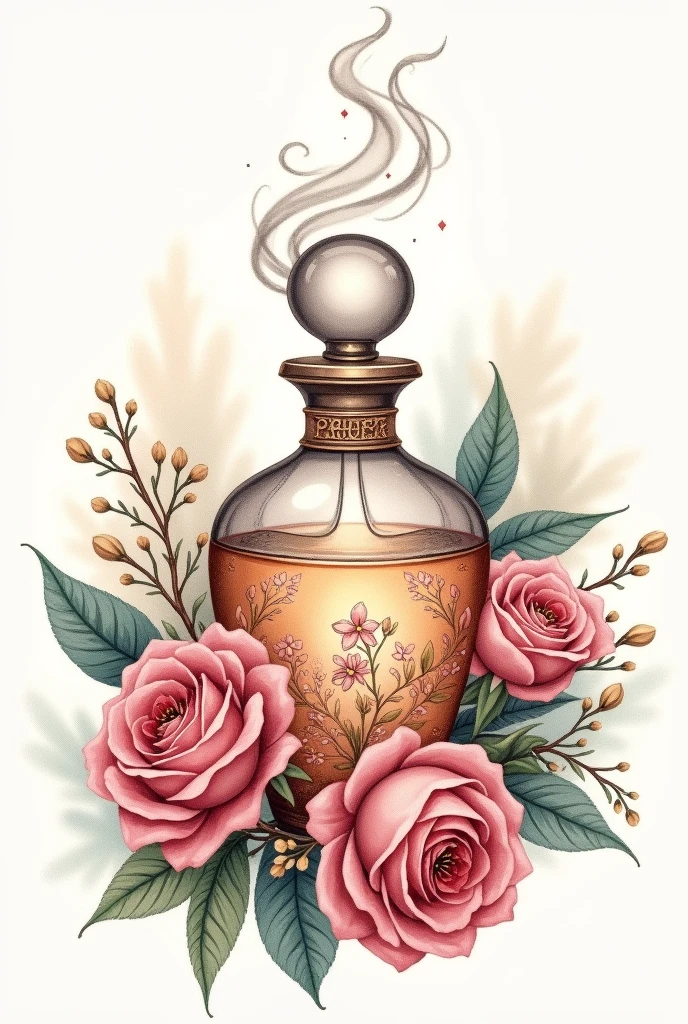 Tattoo motif with the theme of perfume