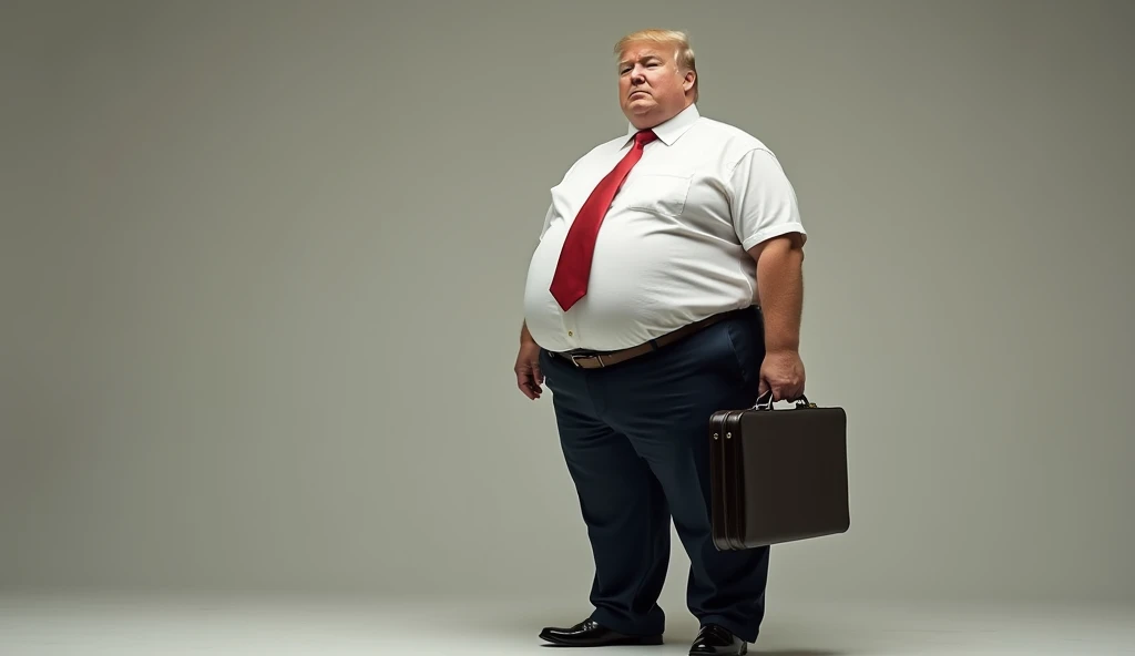 create an image of a fat man with a pot belly, with a briefcase