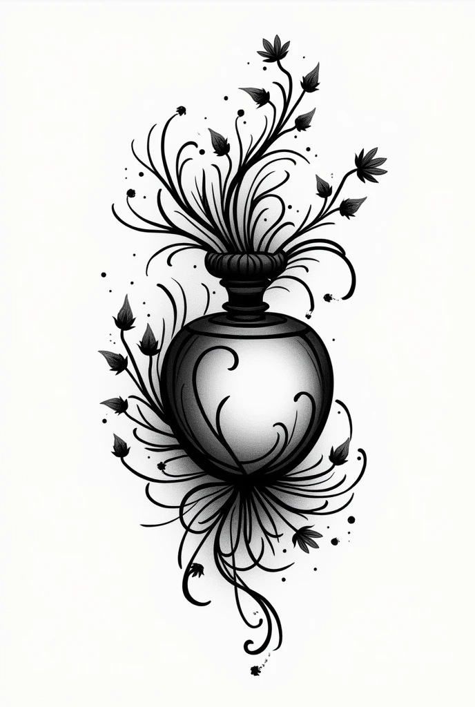 tattoo motif with the theme of fragrance. black stylized abstract 