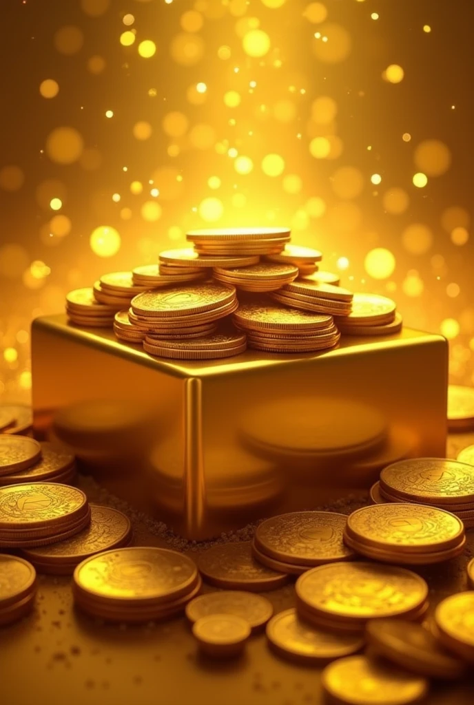 Pile of gold, Gold coins, cattle, Gold coins이 하늘에서 쏟아진다. Dazzling golden, golden light, The Golden Box, Gold Coin,