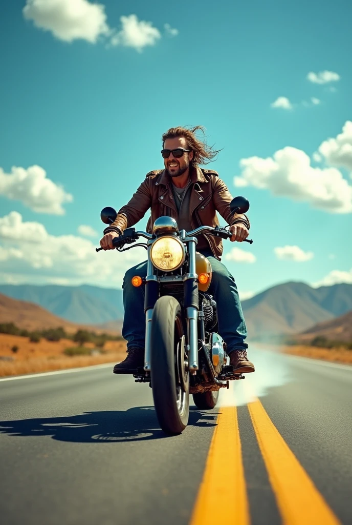 Biker on freeway