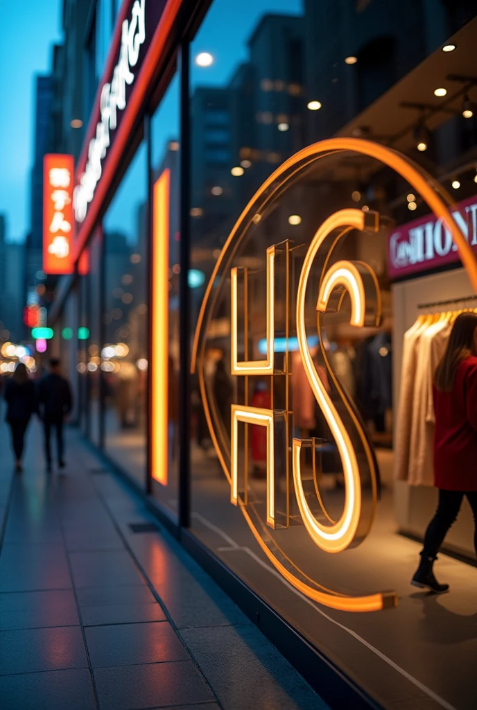 Fashion Frontier - Opening up new horizons in fashion、Innovative style store HS Logo Letter Design, Smoothed Style, Original Sign Only Close-up of the signboard