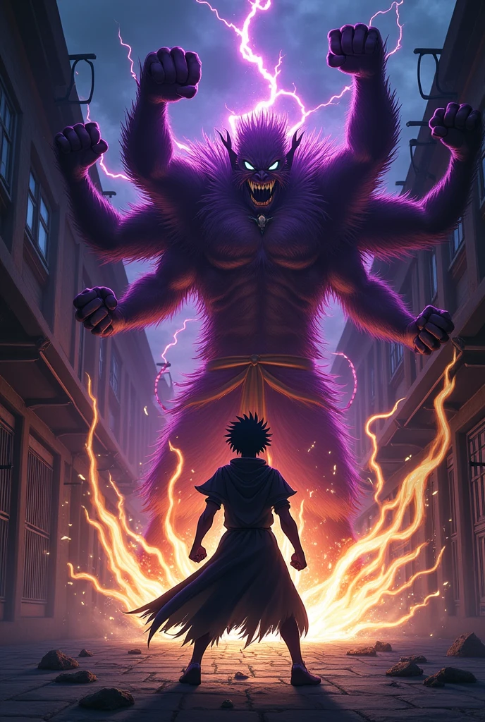 Itadori fighting with Sukuna in Jujutsu Kaisen