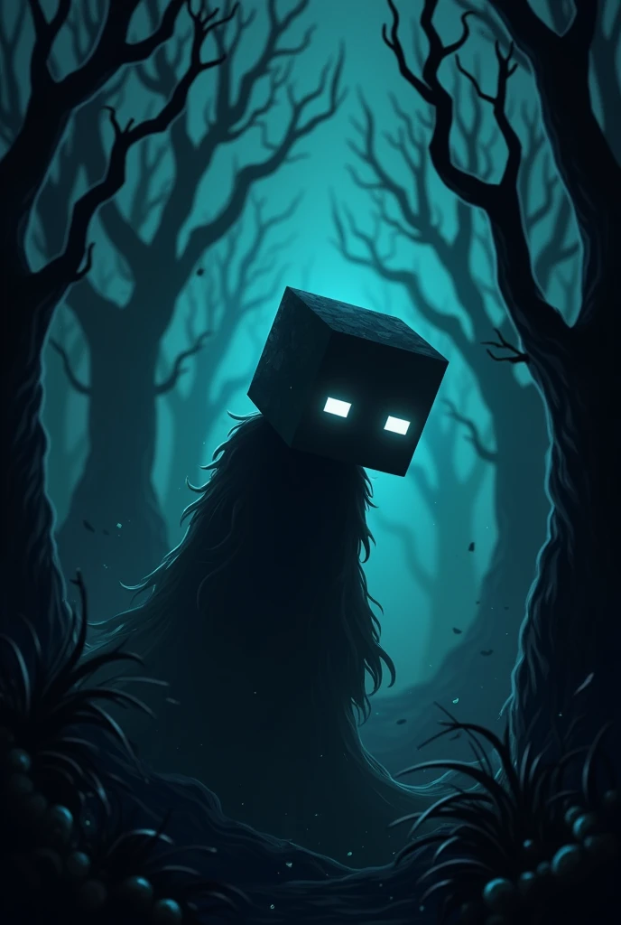 Herobrine sideways, profile can, looking to the left, frightful