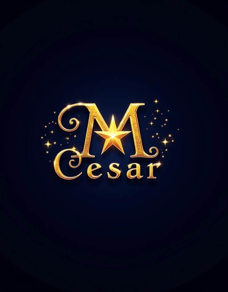 Type the name Cesar with a capital C, then a capital M with a flourish, and then a 5-pointed star.