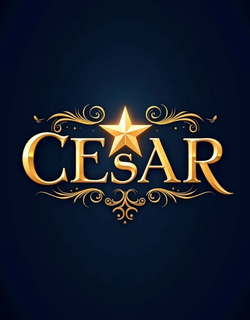 Type the name Cesar with a capital C, then a capital M with a flourish, and then a 5-pointed star. 