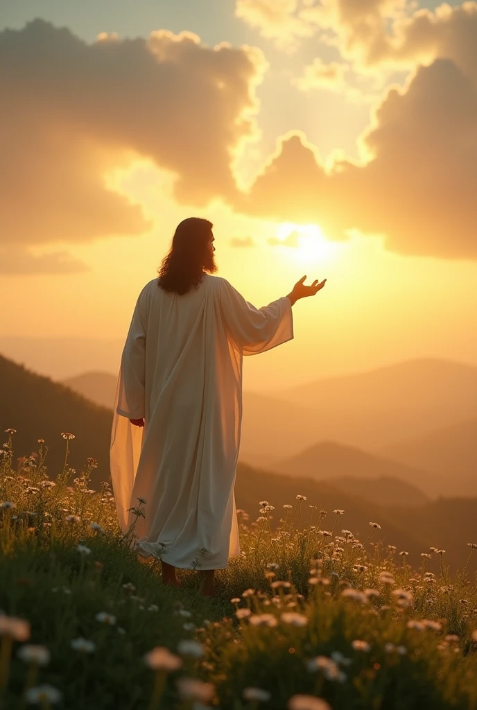 Jesus with his back turned giving me his hand
