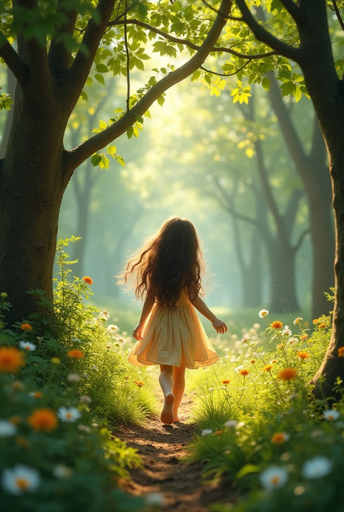 brunette girl in a forest