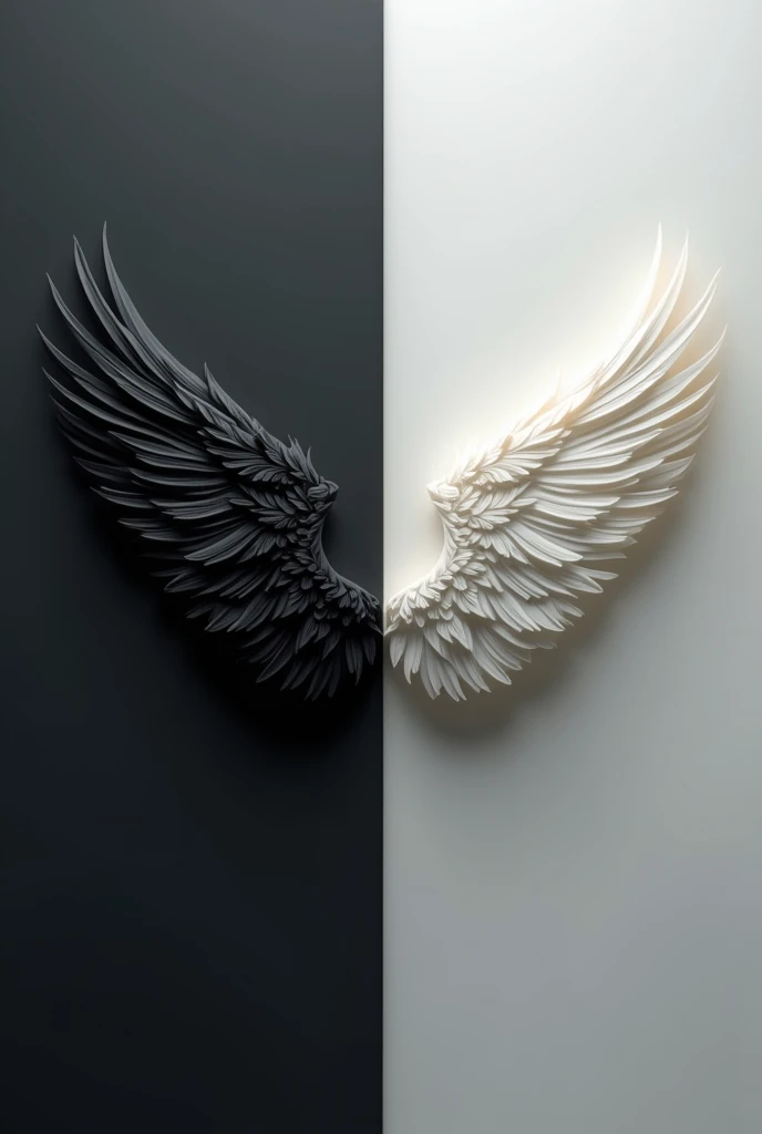 logo in the middle sign on the left a black wing on the right a white wing