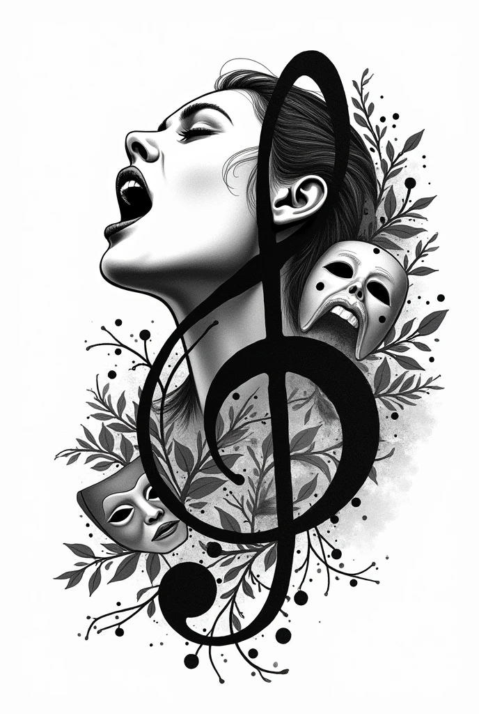 Create a black and white stamp logo
Pen
Painting palette
Theater mask
Cinema camera
Combination of female sideview screaming and the treble clef