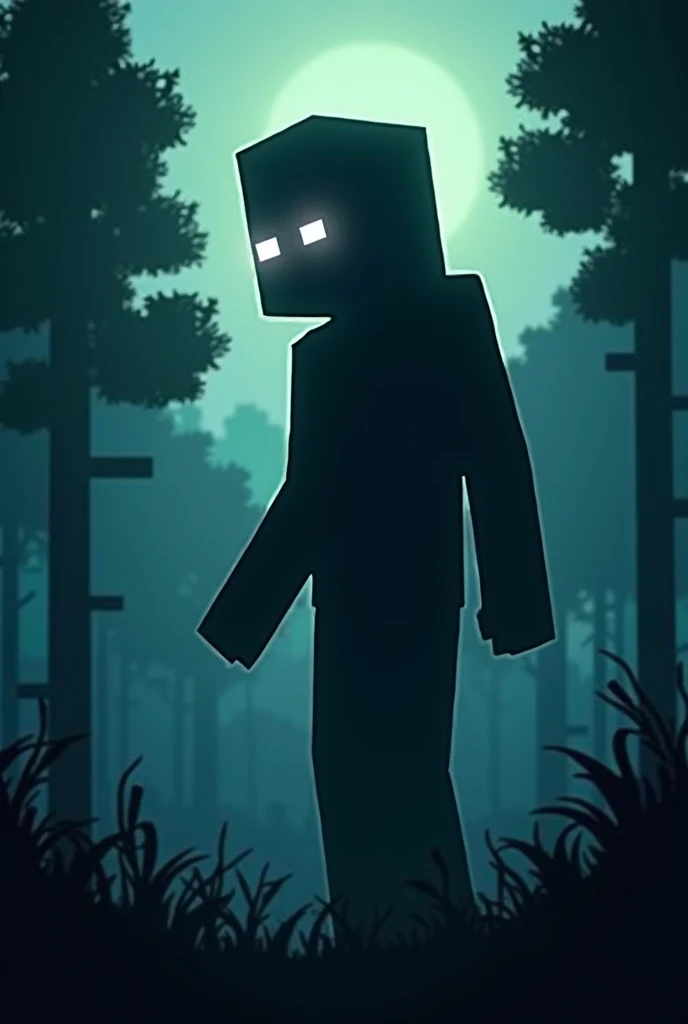 herobrine, Minecraft game villain, in profile pose, looking to the left, frightful, please keep it square in shape