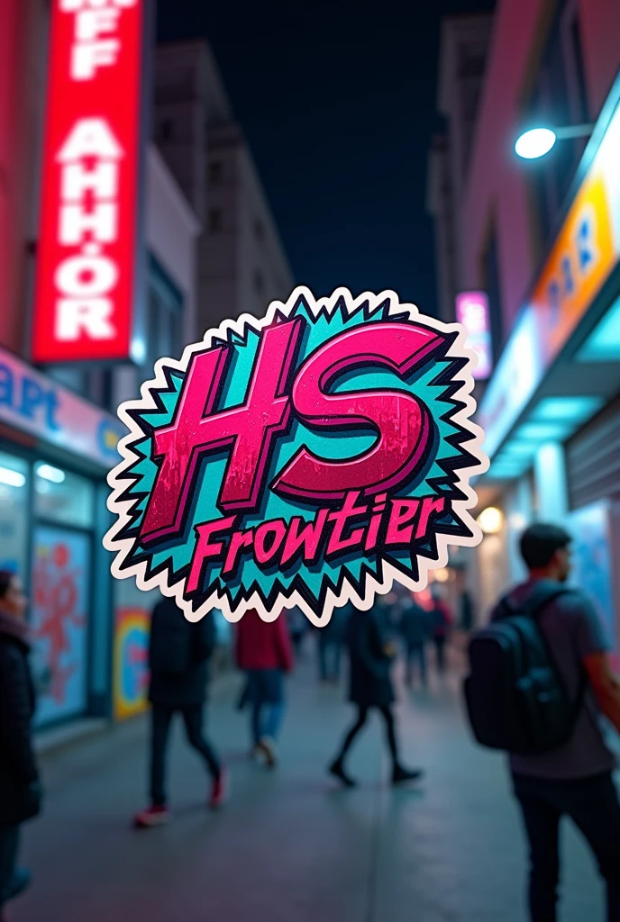 Fashion Frontier - Opening up new horizons in fashion、Innovative style store　HS Logo Letter Design Punk Original Sticker Close Up　front 