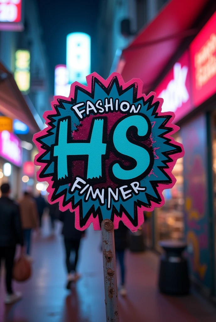 Fashion Frontier - Opening up new horizons in fashion、Innovative style store　HS Logo Letter Design Punk Original Sticker Close Up　front 