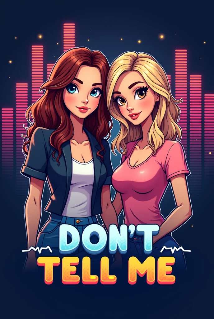 A radio program logo called "Don't Tell Me" hosted by two young women with semi-long hair