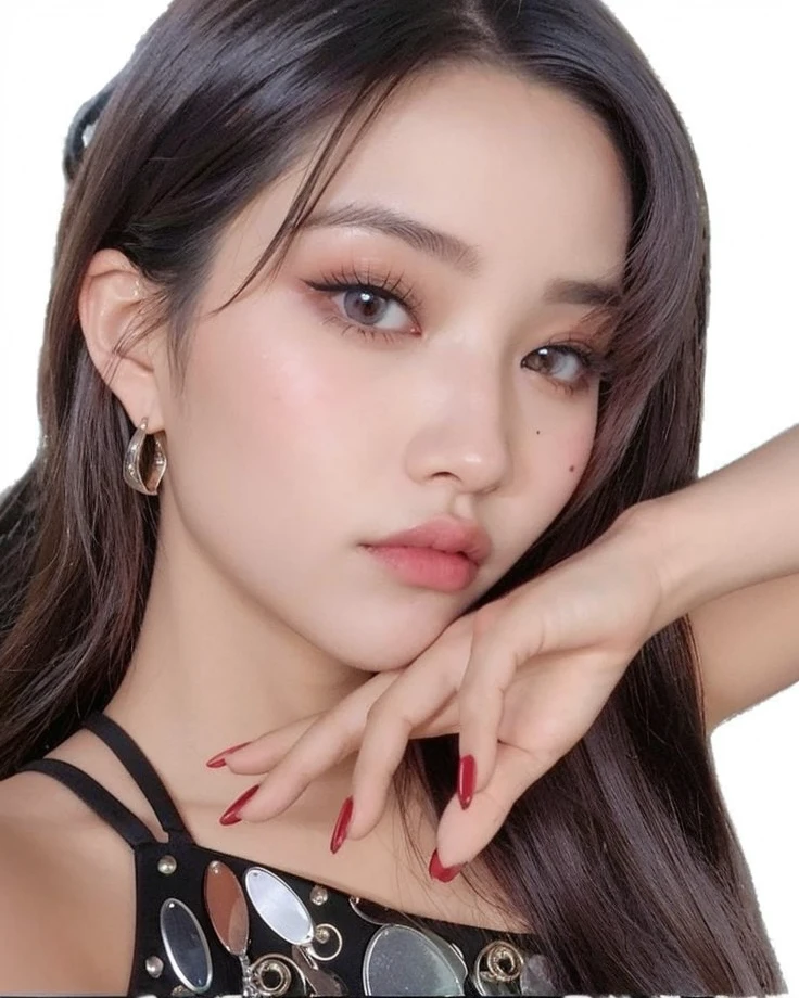 There is a girl who is taking a selfie with her phone., Soyeon from (G)I-DLE, jossi de blackpink, jennie pink black, White hair with a hime cut., with long white hair, lalisa manobal, Lalisa Manoban of Blackpink, your hair is white, The Hime Cut, with long white hair, with long blonde hair, shikami