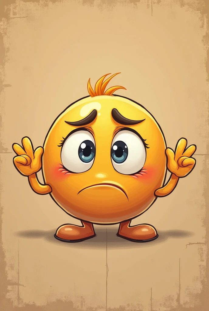 Generate a sad emoji (Just head and hands) with a raised help sign, the purpose to put this emoji on a cardboard for operators who are facing issues with their machines
