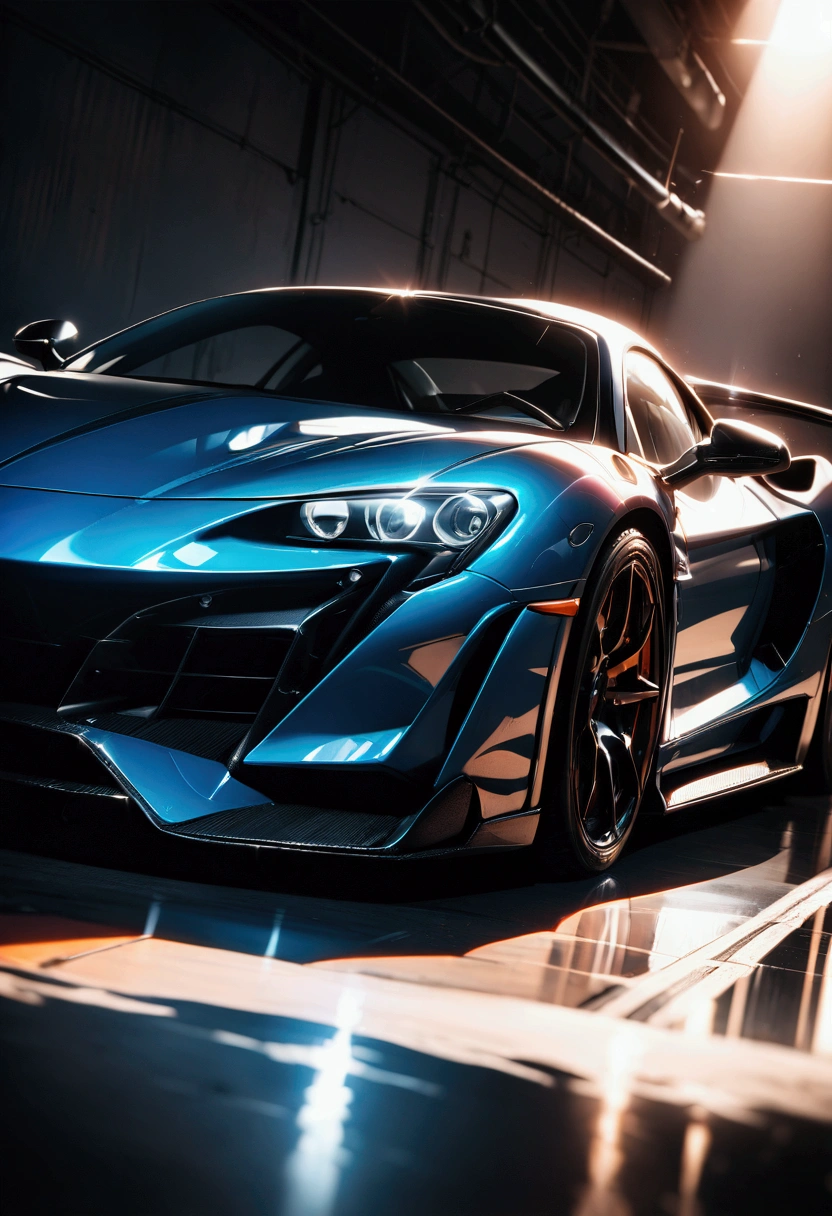 Car Photography, a sports car, detailed engine, supercar, dramatic lighting, cinematic angle, detailed reflections, glossy paint, high contrast, dynamic motion blur, shallow depth of field, cinematic atmosphere, professional photography, photorealistic, vibrant colors, studio lighting, masterpiece, best quality, very aesthetic, absurdres
