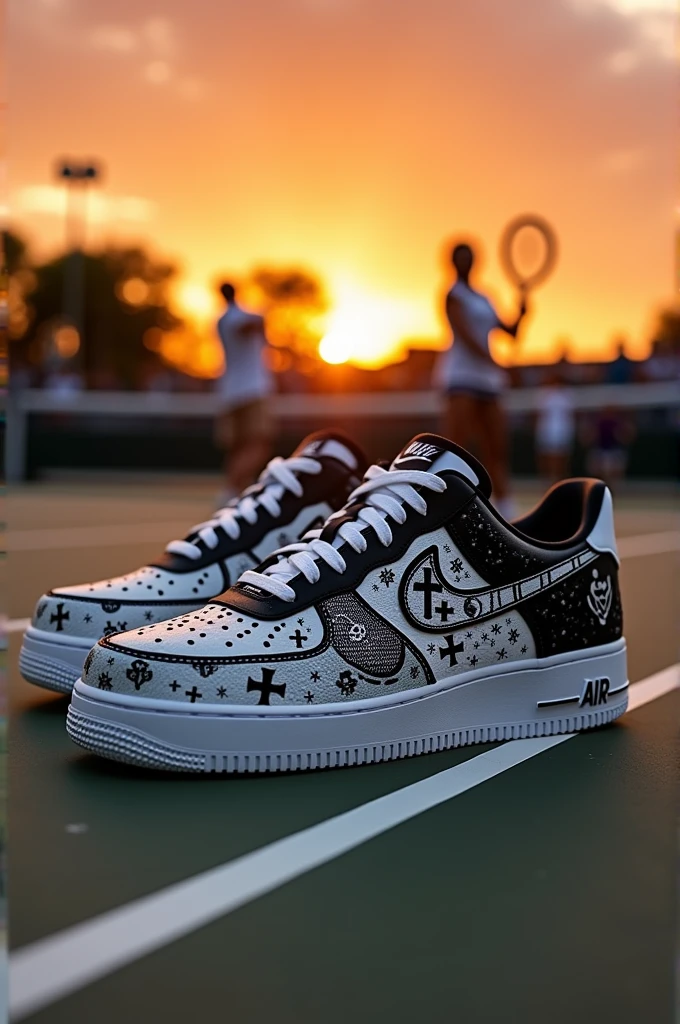 Champions/tennis,custom painted black and white with Christian theme ( Air Force One) in Spanish