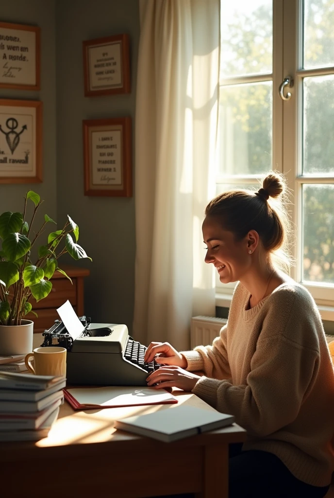 I'm happily writing at home
