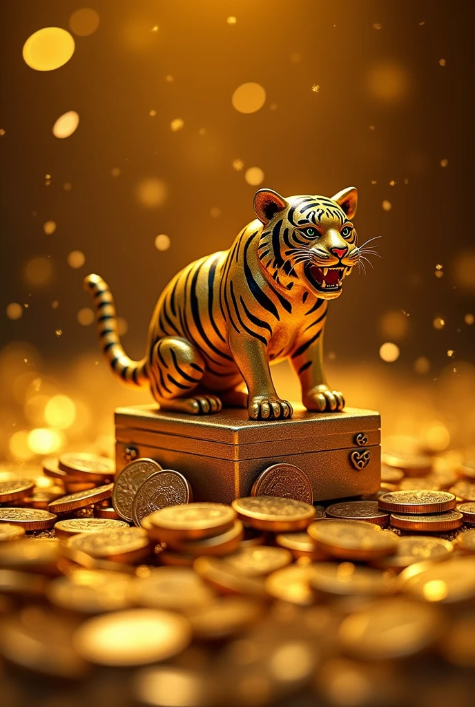 Pile of gold, Gold coins, ((tiger)), Gold coins이 하늘에서 쏟아진다. Dazzling golden, golden light, The Golden Box, Gold Coin,