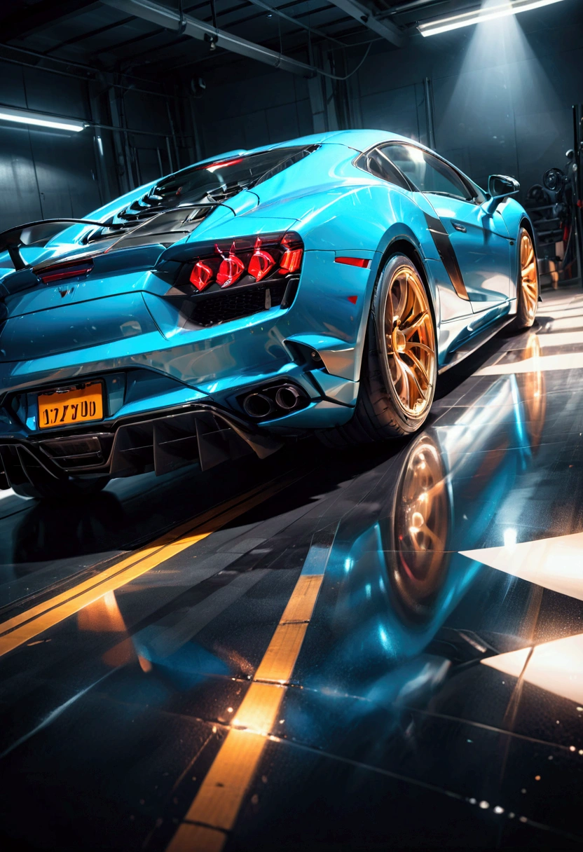 Car Photography, a sports car, detailed engine, supercar, dramatic lighting, cinematic angle, detailed reflections, glossy paint, high contrast, dynamic motion blur, shallow depth of field, cinematic atmosphere, professional photography, photorealistic, vibrant colors, studio lighting, masterpiece, best quality, very aesthetic, absurdres