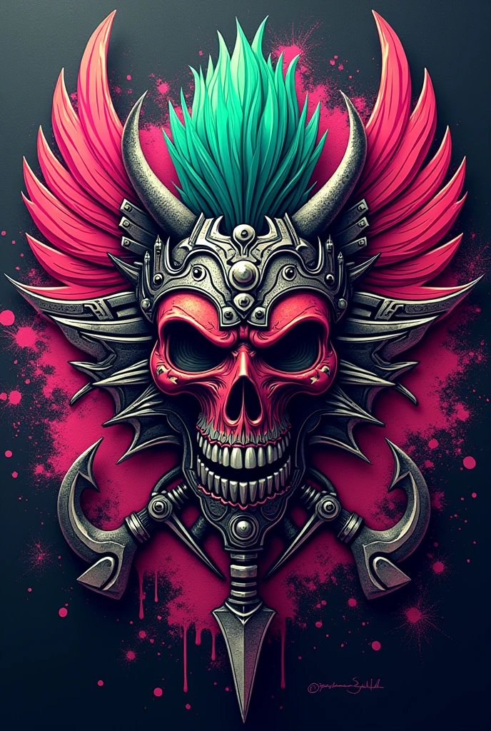 Fashion Frontier - HS Logo Design Punk Style Original Sticker Close-up　Front Feathers