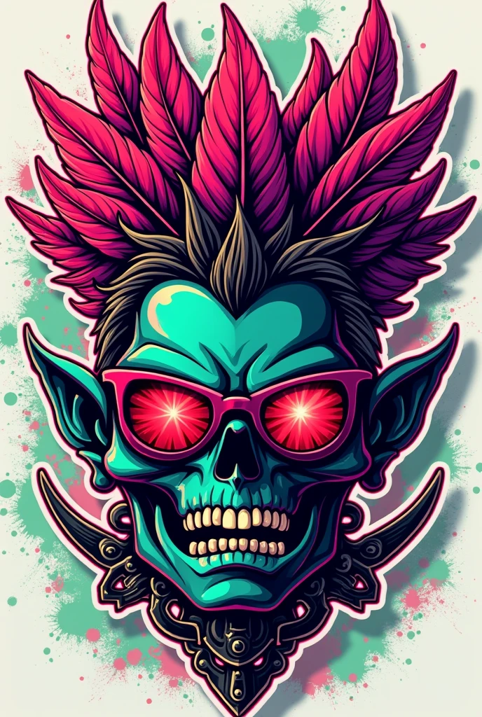 Fashion Frontier - HS Logo Design Punk Style Original Sticker Close-up Front Feathers