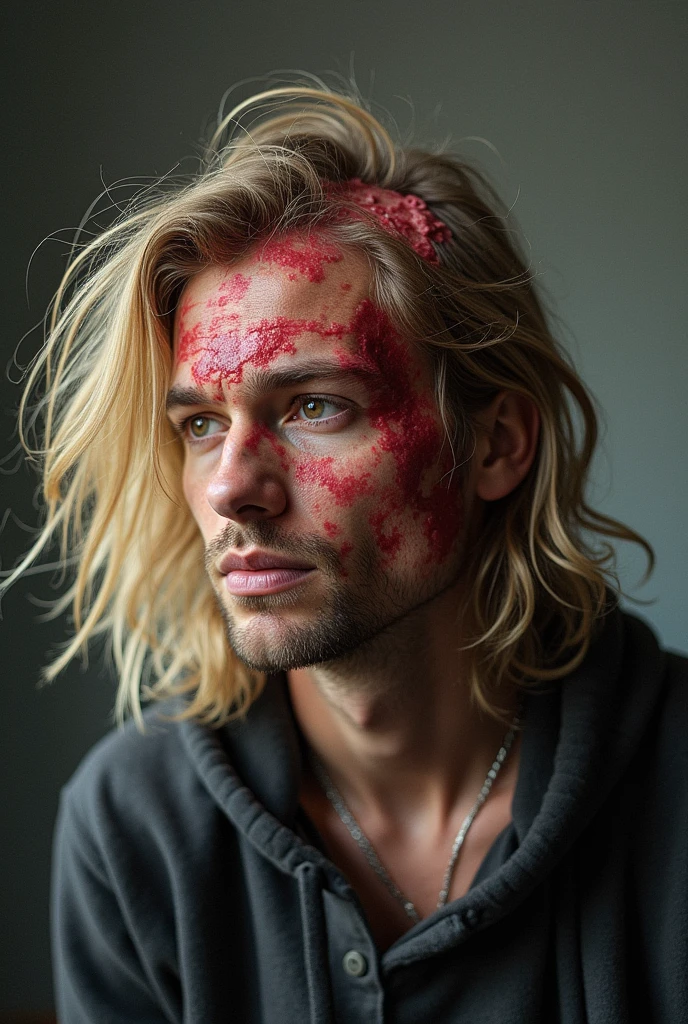 Generate a photo of Kurt Cobain with his head blown off by a shotgun wound