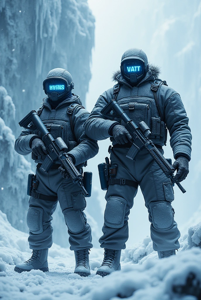 Two men with names written on their heads as Winny and VATAI are holding guns in locations that look like they came from the game. It's an icy place and these two VATAI will look fat.