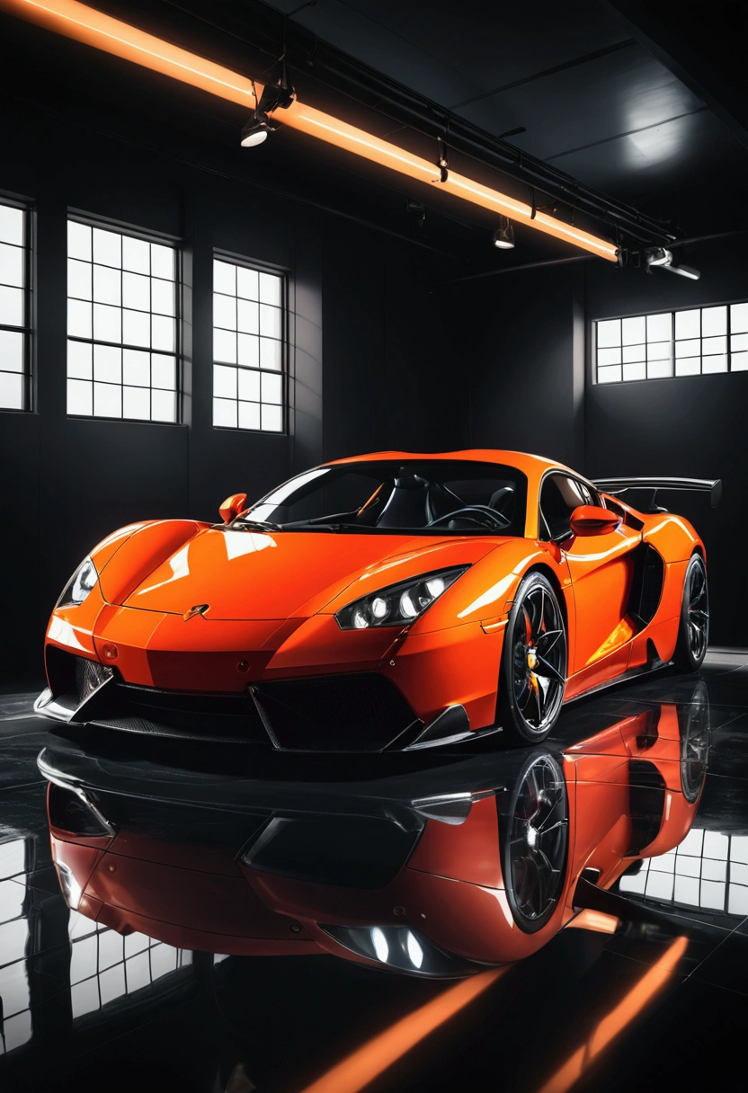 Car Photography, a sports car, detailed engine, supercar, dramatic lighting, cinematic angle, detailed reflections, glossy paint, high contrast, dynamic motion blur, shallow depth of field, cinematic atmosphere, professional photography, photorealistic, vibrant colors, studio lighting, masterpiece, best quality, very aesthetic, absurdres