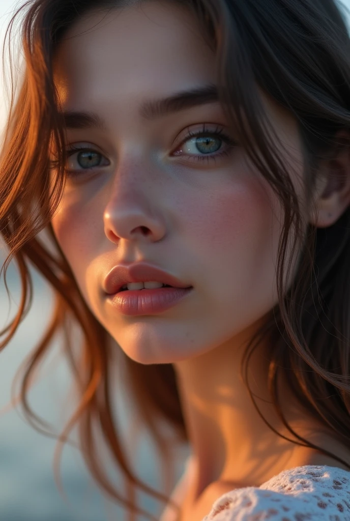 ultra realism, closeup of a young woman&#39;s sensual gaze