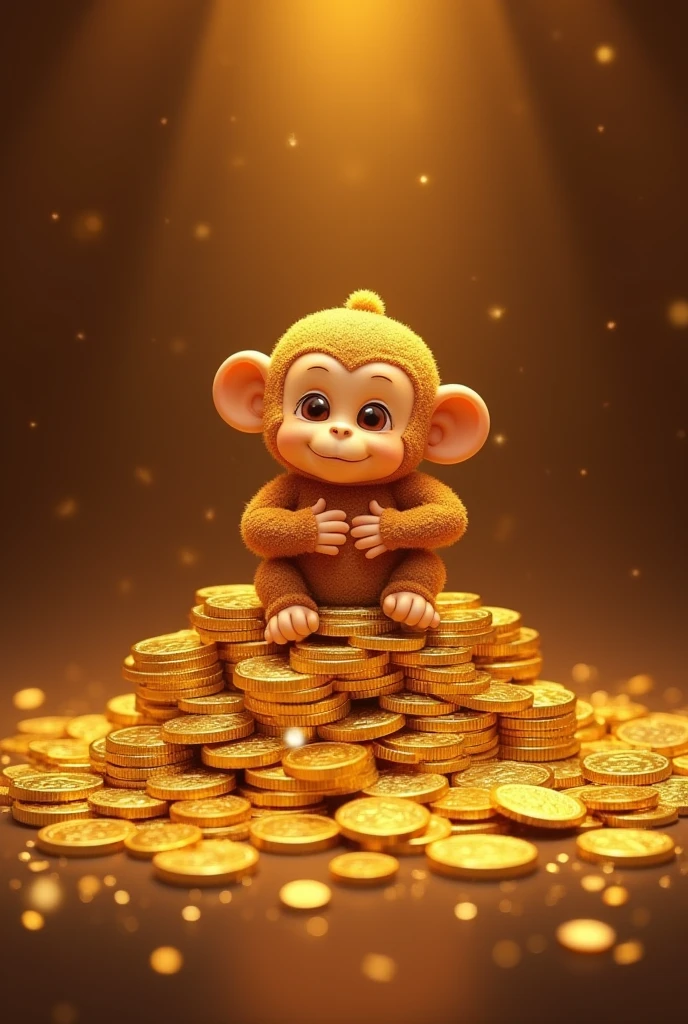 Pile of gold, Gold coins, ((monkey)), Gold coins이 하늘에서 쏟아진다. Dazzling golden, golden light, The Golden Box, Gold Coin,