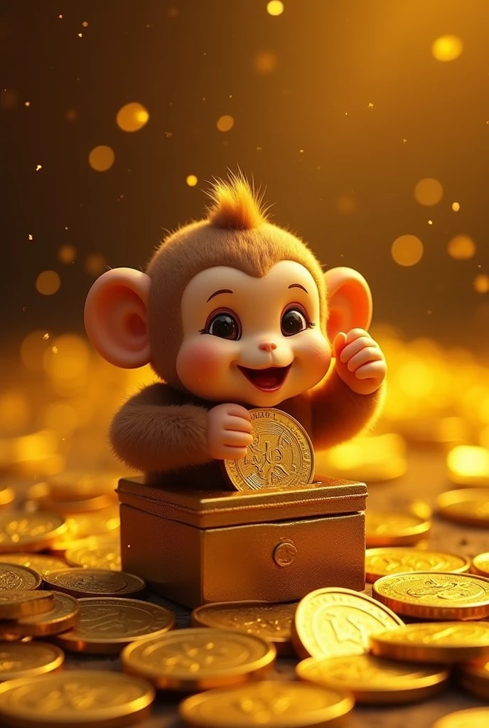 Pile of gold, Gold coins, ((monkey)), Gold coins이 하늘에서 쏟아진다. Dazzling golden, golden light, The Golden Box, Gold Coin,