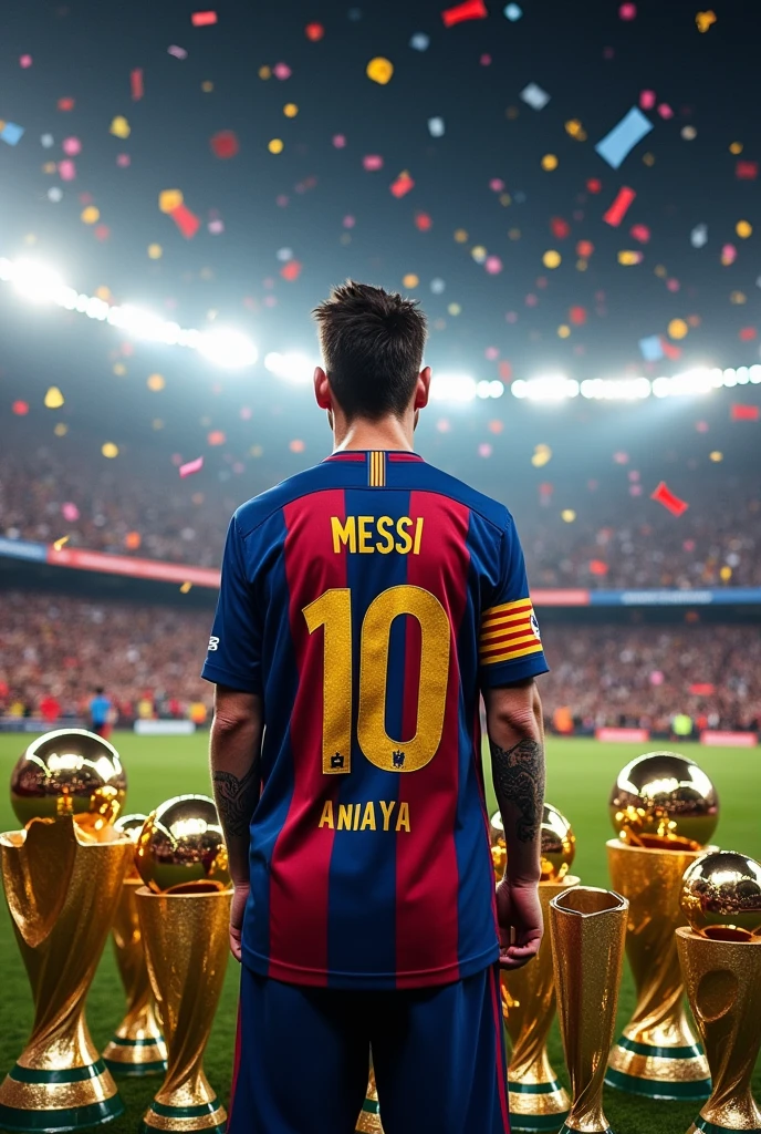 Messi with all the trophies