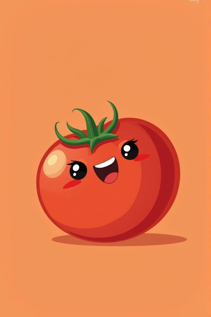 simple, tomato face, chibi, plain background