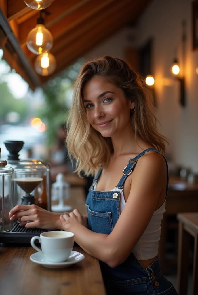 A woman in a coffee shop