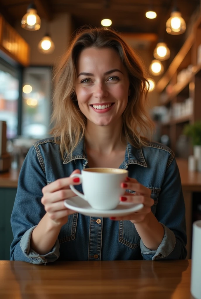A woman in a coffee shop