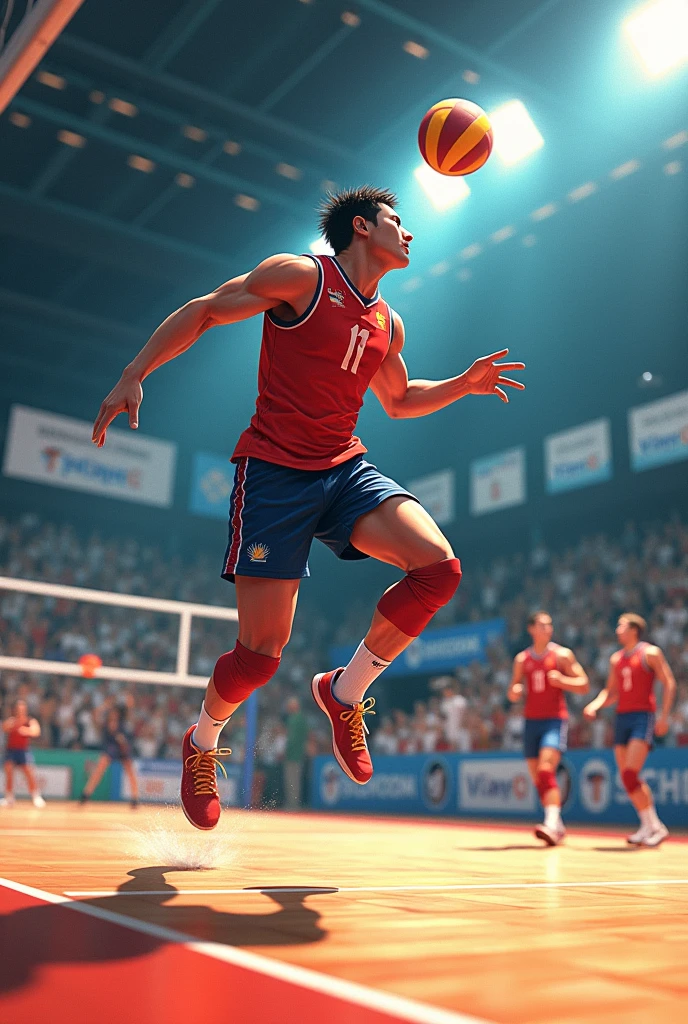Create an i.agwm where it shows the tutorial of the attack step of the Japanese volleyball player called Nishida