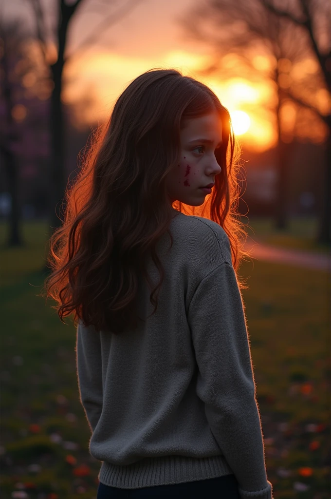 A sad girl with her back turned