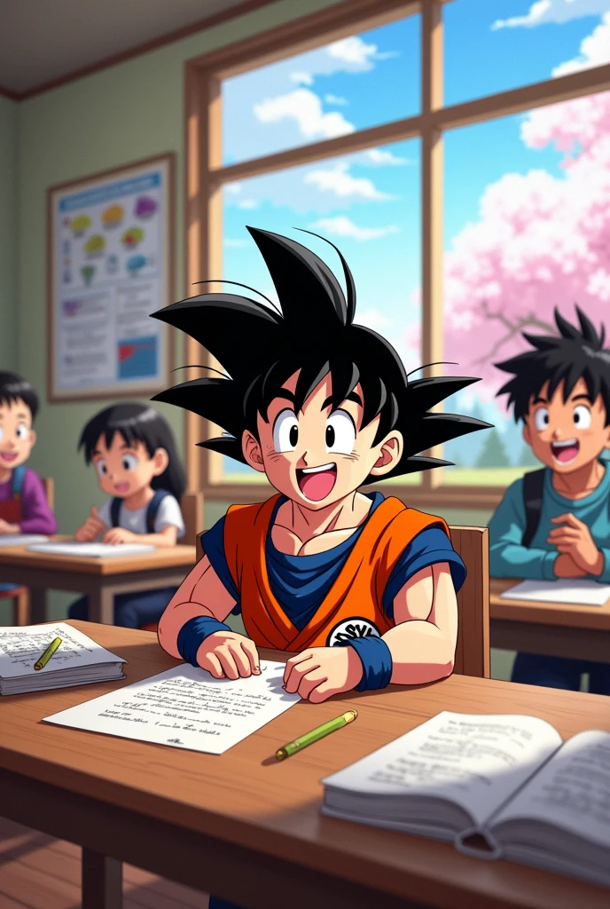 Goku at school 
