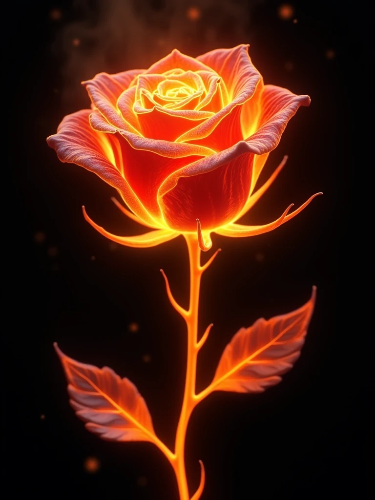 Epic rose made of flames on dark background, aesthetics, perfect ultrarealistic fire texture