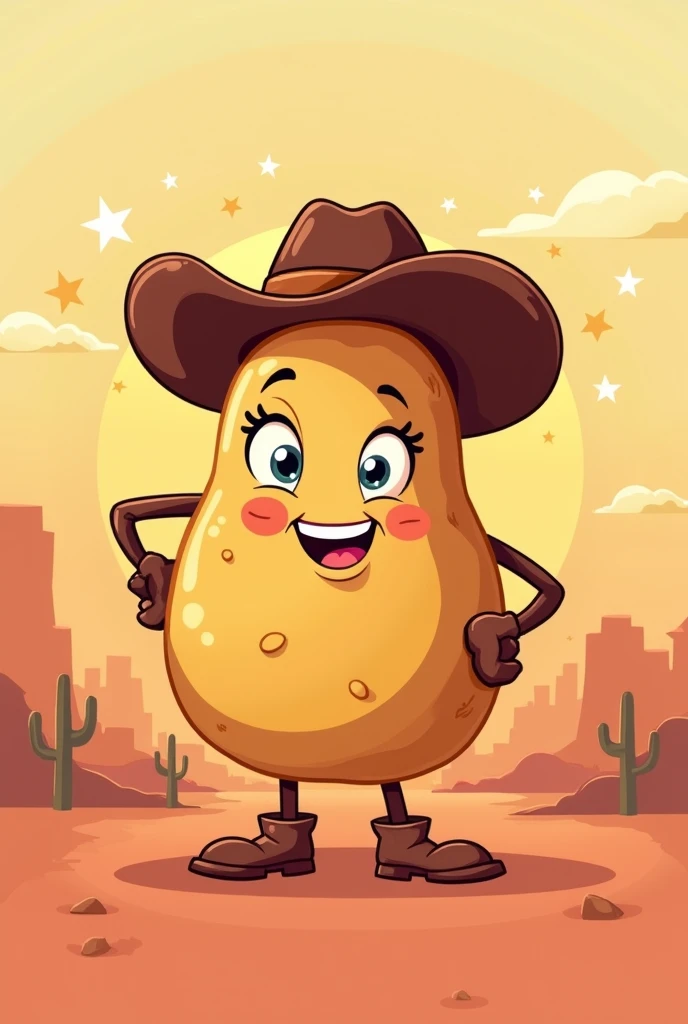 The logo of a cartoon potato with a cowboy hat