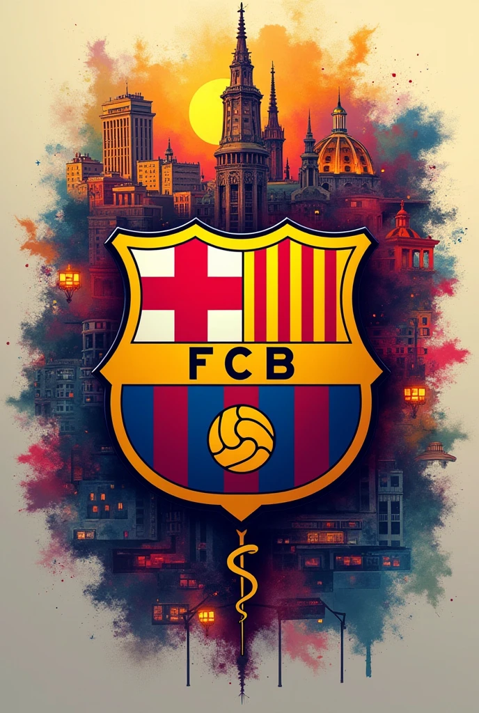 Combine a Barcelona logo with medicine by adding the medical snake.