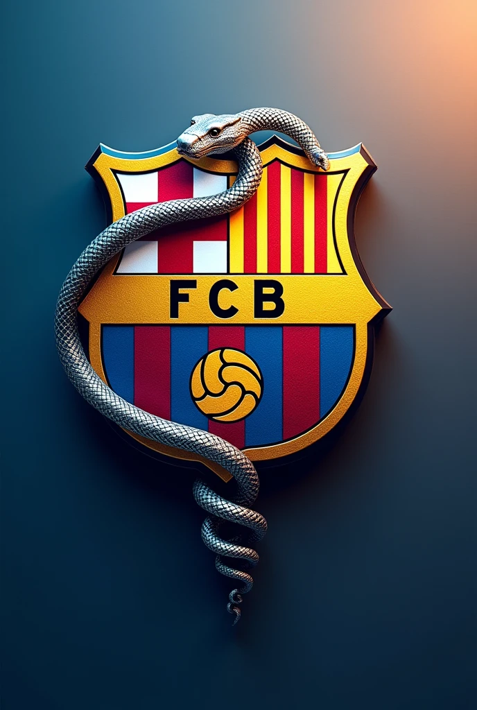 Combine a Barcelona logo with medicine by adding the medical serpent, emphasizing medicine a bit more.