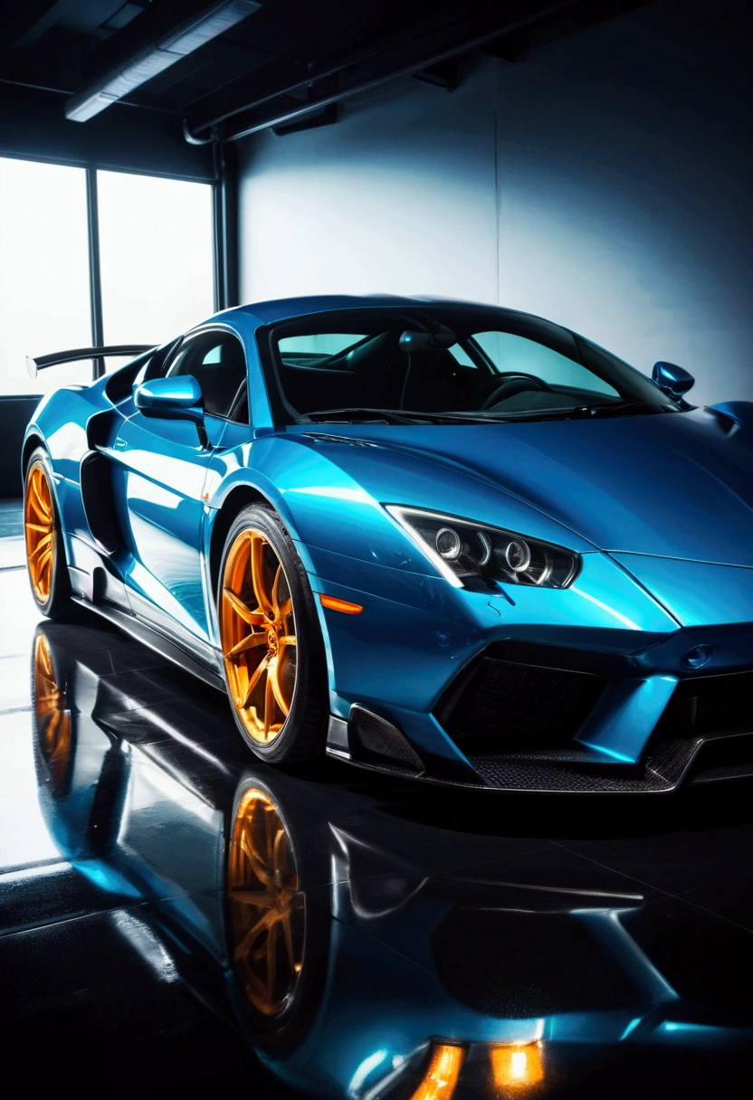 Car Photography, a sports car, detailed engine, supercar, dramatic lighting, cinematic angle, detailed reflections, glossy paint, high contrast, dynamic motion blur, shallow depth of field, cinematic atmosphere, professional photography, photorealistic, vibrant colors, studio lighting, masterpiece, best quality, very aesthetic, absurdres