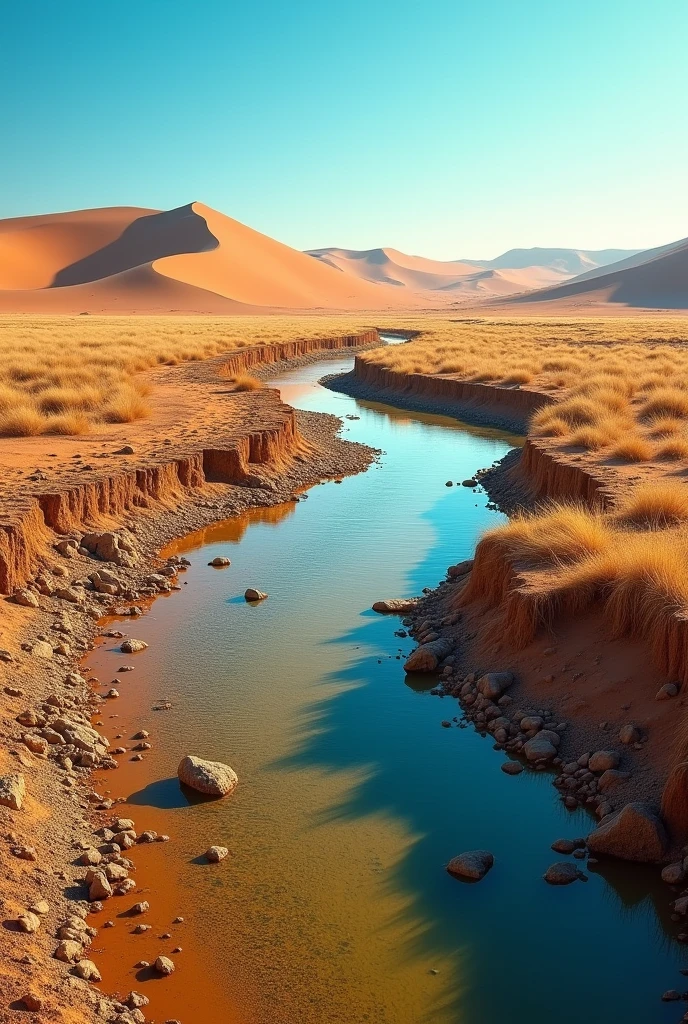 Create a river for me that is drying up in the desert